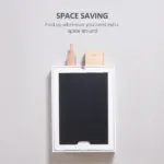 HOMCOM Foldable Wall Desk with Blackboard, Fold Out Convertible Floating Desk with Shelves, White - Image 8