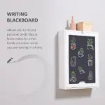 HOMCOM Foldable Wall Desk with Blackboard, Fold Out Convertible Floating Desk with Shelves, White - Image 9
