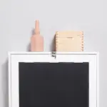 HOMCOM Foldable Wall Desk with Blackboard, Fold Out Convertible Floating Desk with Shelves, White - Image 10