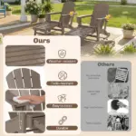 Outsunny Folding Adirondack Chair Set of 2, HDPE Fire Pit Chair with Retractable Ottoman and Cup Holder, Brown - Image 4