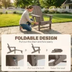 Outsunny Folding Adirondack Chair Set of 2, HDPE Fire Pit Chair with Retractable Ottoman and Cup Holder, Brown - Image 6