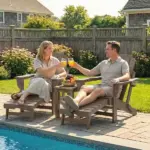 Outsunny Folding Adirondack Chair Set of 2, HDPE Fire Pit Chair with Retractable Ottoman and Cup Holder, Brown - Image 10