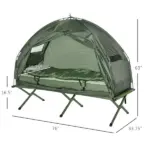 Outsunny Folding Camping Cot for Adults All-in-One Elevated Tent with Sleeping Bag Thick Air Mattress Portable Single Bed - Image 3