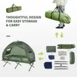 Outsunny Folding Camping Cot for Adults All-in-One Elevated Tent with Sleeping Bag Thick Air Mattress Portable Single Bed - Image 5