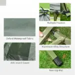 Outsunny Folding Camping Cot for Adults All-in-One Elevated Tent with Sleeping Bag Thick Air Mattress Portable Single Bed - Image 7