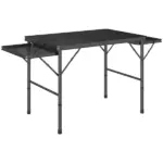 Outsunny Folding Camping Table, 4.5ft Portable Table with 2 Wing Panels, Height Adjustable Metal Picnic Table - Image 12