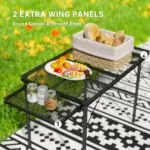 Outsunny Folding Camping Table, 4.5ft Portable Table with 2 Wing Panels, Height Adjustable Metal Picnic Table - Image 4