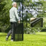 Outsunny Folding Camping Table, 4.5ft Portable Table with 2 Wing Panels, Height Adjustable Metal Picnic Table - Image 8