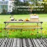 Outsunny Folding Camping Table, Adjustable Height Aluminum Table, Portable Camping Table for Picnic, Beach, BBQ - Image 4