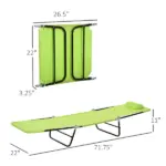 Outsunny Folding Chaise Lounge, 5-Level Adjustable Chaise, with Headrest and Breathable Mesh seat, for Beach Patio or Deck, Green - Image 3