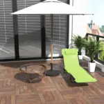 Outsunny Folding Chaise Lounge, 5-Level Adjustable Chaise, with Headrest and Breathable Mesh seat, for Beach Patio or Deck, Green - Image 7