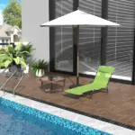 Outsunny Folding Chaise Lounge, 5-Level Adjustable Chaise, with Headrest and Breathable Mesh seat, for Beach Patio or Deck, Green - Image 10