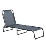 Outsunny Folding Chaise Lounge Chair with 4 Position Backrest Pillow and Breathable Mesh Baby Blue