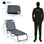 Outsunny Folding Chaise Lounge Chair with 4 Position Backrest Pillow and Breathable Mesh Baby Blue - Image 3