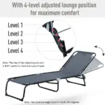 Outsunny Folding Chaise Lounge Chair with 4 Position Backrest Pillow and Breathable Mesh Baby Blue - Image 4