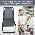 Outsunny Folding Chaise Lounge Chair with 4 Position Backrest Pillow and Breathable Mesh Baby Blue - Image 7