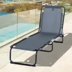 Outsunny Folding Chaise Lounge Chair with 4 Position Backrest Pillow and Breathable Mesh Baby Blue - Image 9