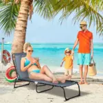 Outsunny Folding Chaise Lounge Chair with 4 Position Backrest Pillow and Breathable Mesh Baby Blue - Image 10