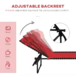 Folding Chaise Lounge Chair, 4-Position Backrest, Pillow, Breathable Mesh for Patio, Garden Sun, Poolside, Wine Red - Image 4