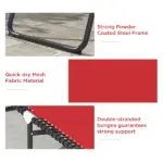 Folding Chaise Lounge Chair, 4-Position Backrest, Pillow, Breathable Mesh for Patio, Garden Sun, Poolside, Wine Red - Image 5