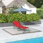 Folding Chaise Lounge Chair, 4-Position Backrest, Pillow, Breathable Mesh for Patio, Garden Sun, Poolside, Wine Red - Image 7