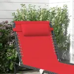Folding Chaise Lounge Chair, 4-Position Backrest, Pillow, Breathable Mesh for Patio, Garden Sun, Poolside, Wine Red - Image 8