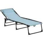 Folding Chaise Lounge Chair, 4-Position Reclining, Breathable Mesh Seat, Outdoor Sun Tanning Chair for Beach, Yard, Patio, Blue - Image 11