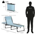 Folding Chaise Lounge Chair, 4-Position Reclining, Breathable Mesh Seat, Outdoor Sun Tanning Chair for Beach, Yard, Patio, Blue - Image 3