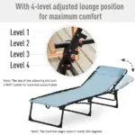 Folding Chaise Lounge Chair, 4-Position Reclining, Breathable Mesh Seat, Outdoor Sun Tanning Chair for Beach, Yard, Patio, Blue - Image 4