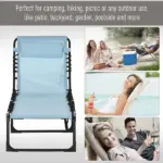 Folding Chaise Lounge Chair, 4-Position Reclining, Breathable Mesh Seat, Outdoor Sun Tanning Chair for Beach, Yard, Patio, Blue - Image 7