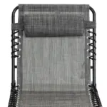Outsunny Folding Chaise Lounge Chair, 5-Level Adjustable Backrest, Side Pocket and Pillow, Breathable Mesh, for Patio, Garden, Grey - Image 8