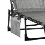 Outsunny Folding Chaise Lounge Chair, 5-Level Adjustable Backrest, Side Pocket and Pillow, Breathable Mesh, for Patio, Garden, Grey - Image 9