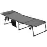 Outsunny Folding Chaise Lounge Chair: 5-Level Reclining Back, Reading Hole, Side Pocket, Headrest, Comfortable Lounging, Gray