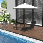 Outsunny Folding Chaise Lounge Chair, Black, Portable, 6-Level Adjustable Back, Pillow Included, for Patio, Garden, Beach - Image 2