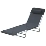 Outsunny Folding Chaise Lounge Chair, Black, Portable, 6-Level Adjustable Back, Pillow Included, for Patio, Garden, Beach - Image 11