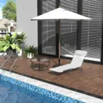 Outsunny Folding Chaise Lounge Chair, Cream White, 5-Level Adjustable with Headrest, Breathable Mesh for Beach and Patio - Image 2