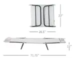 Outsunny Folding Chaise Lounge Chair, Cream White, 5-Level Adjustable with Headrest, Breathable Mesh for Beach and Patio - Image 3