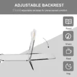 Outsunny Folding Chaise Lounge Chair, Cream White, 5-Level Adjustable with Headrest, Breathable Mesh for Beach and Patio - Image 4
