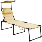 Outsunny Folding Chaise Lounge Chair Cream with Adjustable Backrest Sun Roof and Head Pillow - Image 11