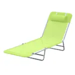 Outsunny Folding Chaise Lounge Chair, Green, Portable, 6-Level Adjustable Back, Pillow Included, for Patio, Garden, Beach - Image 11
