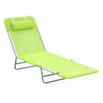 Outsunny Folding Chaise Lounge Chair, Green, Portable, 6-Level Adjustable Back, Pillow Included, for Patio, Garden, Beach