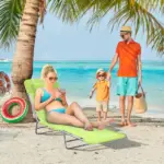 Outsunny Folding Chaise Lounge Chair, Green, Portable, 6-Level Adjustable Back, Pillow Included, for Patio, Garden, Beach - Image 10