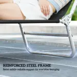 Outsunny Folding Chaise Lounge Chair, Portable Tanning Chair with Adjustable Backrest, Pillow for Beach Poolside Patio, Black - Image 7
