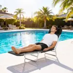 Outsunny Folding Chaise Lounge Chair, Portable Tanning Chair with Adjustable Backrest, Pillow for Beach Poolside Patio, Black - Image 10