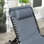 Folding Chaise Lounge Pool Chair, 4-Position Reclining Back, Mesh Seat, Patio Sun Tanning Chair for Beach, Yard, Patio, Gray - Image 8