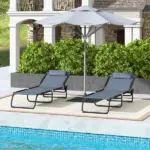 Folding Chaise Lounge Pool Chair, 4-Position Reclining Back, Mesh Seat, Patio Sun Tanning Chair for Beach, Yard, Patio, Gray - Image 10