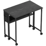 Folding Computer Desk, Foldable Desk with Storage Bag, Shelf and Wheels for Small Spaces, Home Office, Black - Image 12