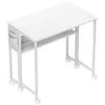 HOMCOM Folding Computer Desk, Foldable Desk with Storage Bag, Shelf and Wheels for Small Spaces, Home Office, White - Image 12