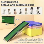 PawHut Folding Dog Ramp for Car, 61 Inches Portable Pet Ramp with Non Slip Grass Surface, Raised Side Rails - Image 2