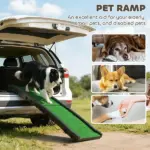 PawHut Folding Dog Ramp for Car, 61 Inches Portable Pet Ramp with Non Slip Grass Surface, Raised Side Rails - Image 3